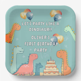 Roar Like a Dinosaur Boy 1st Birthday Party  Pappteller