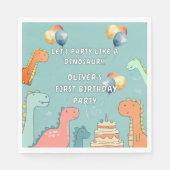 Roar Like a Dinosaur Boy 1st Birthday Party  Serviette (Vorderseite)