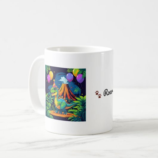 Roar More, Worry Less – Editable Dinosaur Mug Kaffeetasse (Vorderseite Links)