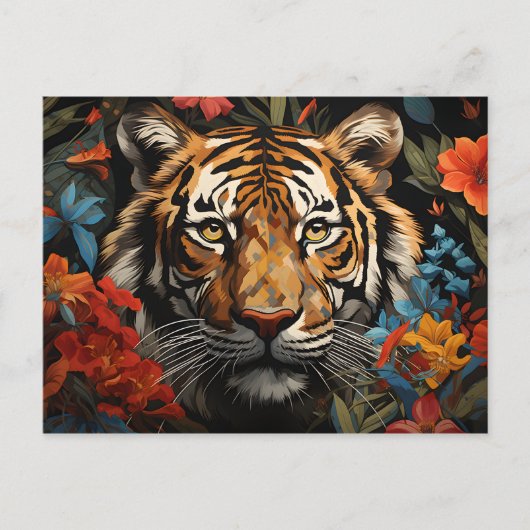 "Roar of Majesty: Tiger-Inspiriert fesseln Postkarte (Vorderseite)