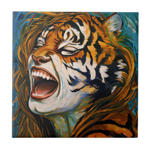 Roar of the Wild Heart - farbenfrohe Tigress Fliese