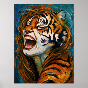 Roar of the Wild Heart - farbenfrohe Tigress Poster