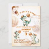 Roar & Score Basketball Dino Boy Birthday  Einladung (Vorderseite)