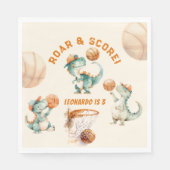 Roar & Score Basketball Dino Boy Birthday Serviette (Vorderseite)