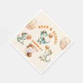 Roar & Score Basketball Dino Boy Birthday Serviette (Ecke)