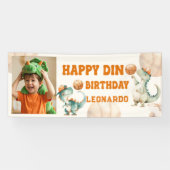Roar & Score Basketball Dino Boy Happy Birthday Banner (Horizontal)