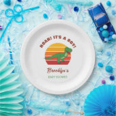 Roar seine a Boy Dinosaur Baby Dusche Retro Sonnen Pappteller (Party)