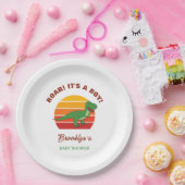 Roar seine a Boy Dinosaur Baby Dusche Retro Sonnen Pappteller (Party)