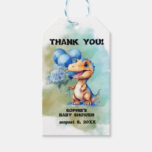 Roar seine a Boy Dinosaurier Vielen Dank Geschenkanhänger (Vorderseite)