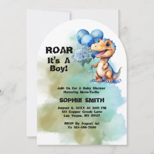 Roar seine a Boy T-Rex Dinosaur Baby Duscharm Arch Einladung