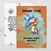 Roar seine a Boy T-Rex Dinosaur Baby Dusche Dankeskarte (Vorne/Hinten)