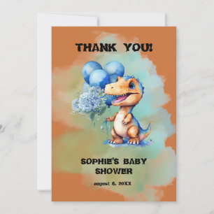 Roar seine a Boy T-Rex Dinosaur Baby Dusche Dankeskarte
