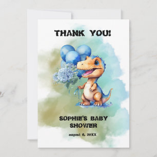 Roar seine a Boy T-Rex Dinosaur Baby Dusche Dankeskarte
