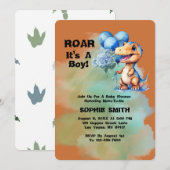Roar seine a Boy T-Rex Dinosaur Baby Dusche Einladung (Vorne/Hinten)