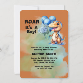 Roar seine a Boy T-Rex Dinosaur Baby Dusche Einladung