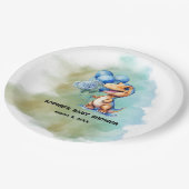 Roar seine a Boy T-Rex Dinosaur Baby Dusche Pappteller (Schrägansicht)