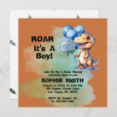 Roar seine a Boy T-Rex Dinosaur Baby Dusche Platz Einladung (Vorne/Hinten)