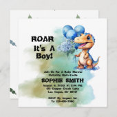 Roar seine a Boy T-Rex Dinosaur Baby Dusche Platz Einladung (Vorne/Hinten)