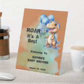 Roar seine a Boy T-Rex Dinosaur Baby Dusche Sockelschild (In SItu)