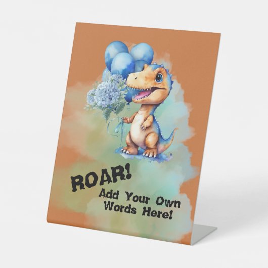 Roar seine a Boy T-Rex Dinosaur Custom Sockelschild (Vorderseite)