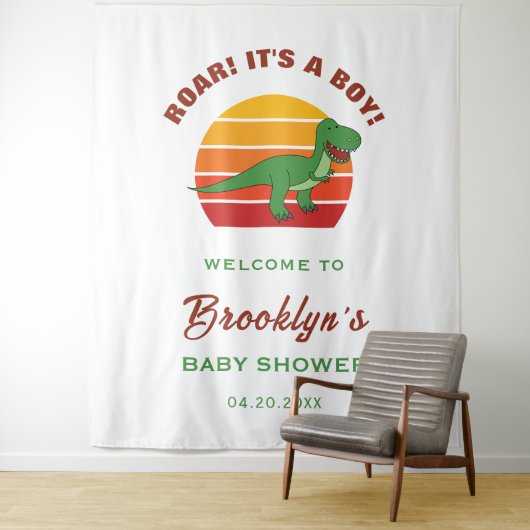 Roar seine Niedliche Dinosaur Baby Dusche Hintergr Wandteppich (Beispiel)