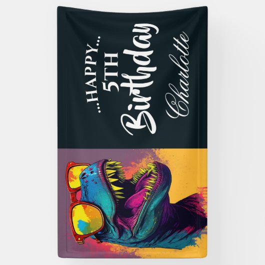 Roar-some Blue Dinosaurier Birthday Banner (Vertikal)