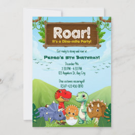 Roar-some Blue & Green Dinosaur Geburtstagsparty Einladung