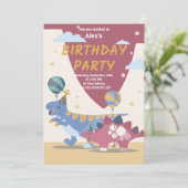 Roar-some Dino Party Einladungen: Spaß, einfaches Einladung (Stehend Vorderseite)