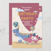 Roar-some Dino Party Einladungen: Spaß, einfaches Einladung (Vorne/Hinten)