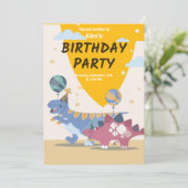 Roar-some Dino Party Einladungen: Spaß, einfaches  Einladung (Stehend Vorderseite)