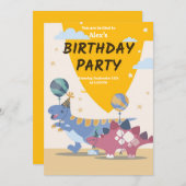 Roar-some Dino Party Einladungen: Spaß, einfaches Einladung (Vorne/Hinten)