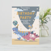 Roar-some Dino Party Einladungen: Spaß, einfaches  Einladung (Stehend Vorderseite)