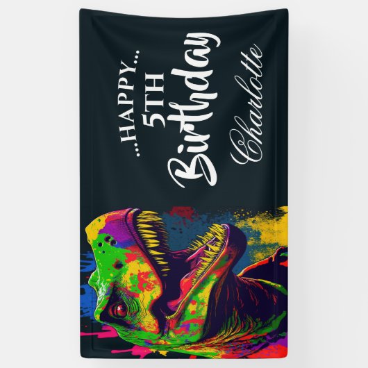 Roar-some Dinosaur Birthday Banner (Vertikal)
