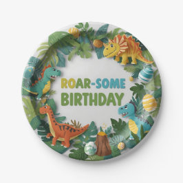 Roar-some Dinosaur Birthday Party Paper Plate Pappteller