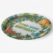 Roar-some Dinosaur Birthday Party Paper Plate Pappteller (Schrägansicht)