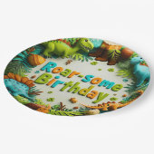 Roar-some Dinosaur Birthday Party Paper Plate Pappteller (Schrägansicht)
