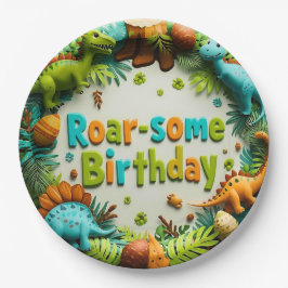Roar-some Dinosaur Birthday Party Paper Plate Pappteller