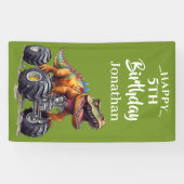 Roar-some Dinosaur T-Rex Monster Truck Party Banner (Horizontal)