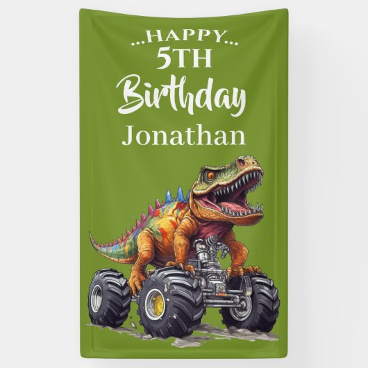 Roar-some Dinosaur T-Rex Monster Truck Party Banner (Vertikal)