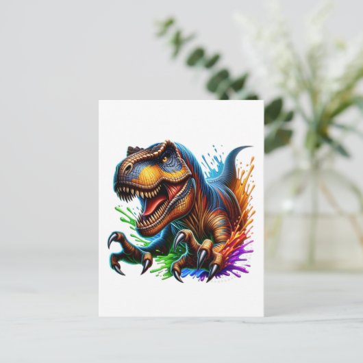 Roar-some Dinosaurier, Fun T-Rex Dino Card für Kin Postkarte (Stehend Vorderseite)