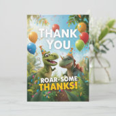 Roar-some Dinosaurier Geburtstag Dankeschön Karte  (Stehend Vorderseite)