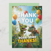 Roar-some Dinosaurier Geburtstag Dankeschön Karte  (Vorne/Hinten)