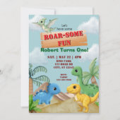 Roar-Some Fun, Dino 1st Birthday Einladung (Vorderseite)