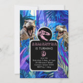 ROAR-some Girl Dinosaur Birthday Party Einladung (Vorderseite)