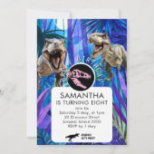 ROAR-some Girls Dinosaur Birthday Einladung (Vorderseite)