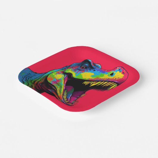 Roar-some Red Dinosaurier Pappteller (Gewinkelt)