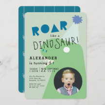 ROAR T-Rex Dinosaur Green Foto Boy's Birthday