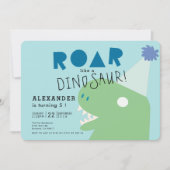 ROAR T-Rex Dinosaur Light Blue Boy's Birthday Einladung (Vorderseite)