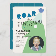 ROAR T-Rex Dinosaur Navy Blue Foto Boy's Birthday
