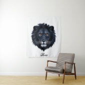Roar Typografie Black Lion Face Wandteppich (Beispiel)